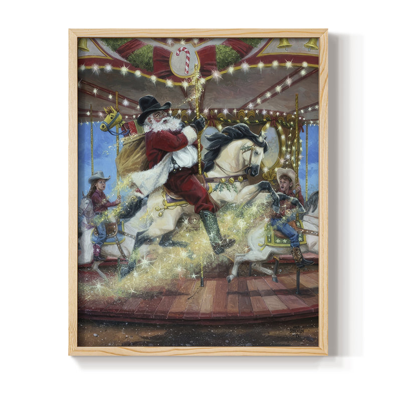 «Merry Go Round», reproduction encadrée - bois massif, Naturel, H 15 po x l 12 po