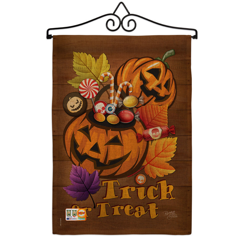 En toile jute 2 faces 13 x 18,5 po de bonbon citrouille drapeau de jardin