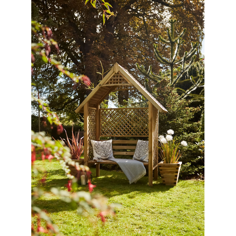 Valencia 174cm W x 72cm D Solid Wood Arbour with Bench