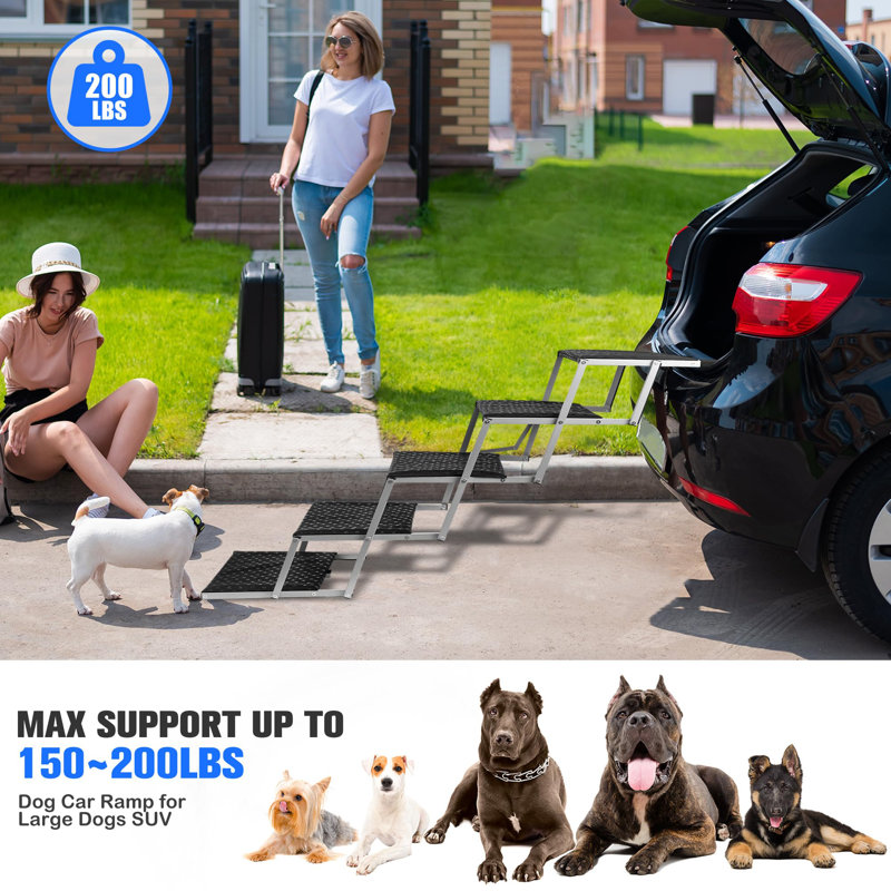 Escaliers portatifs pliables pour chiens, voitures, VUS et camions, 5 marches (H 24 po x l 17 po x P 35 po)