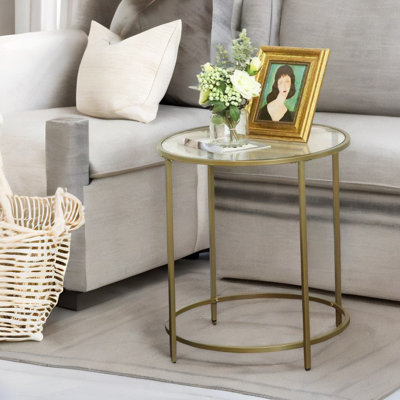 Ankrum Round Coffee Table With Glass Top