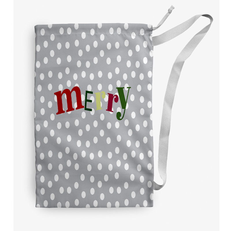 Sac à linge Merry Dot Christmas, Moyen (H 36 po x l 28 po), Gris