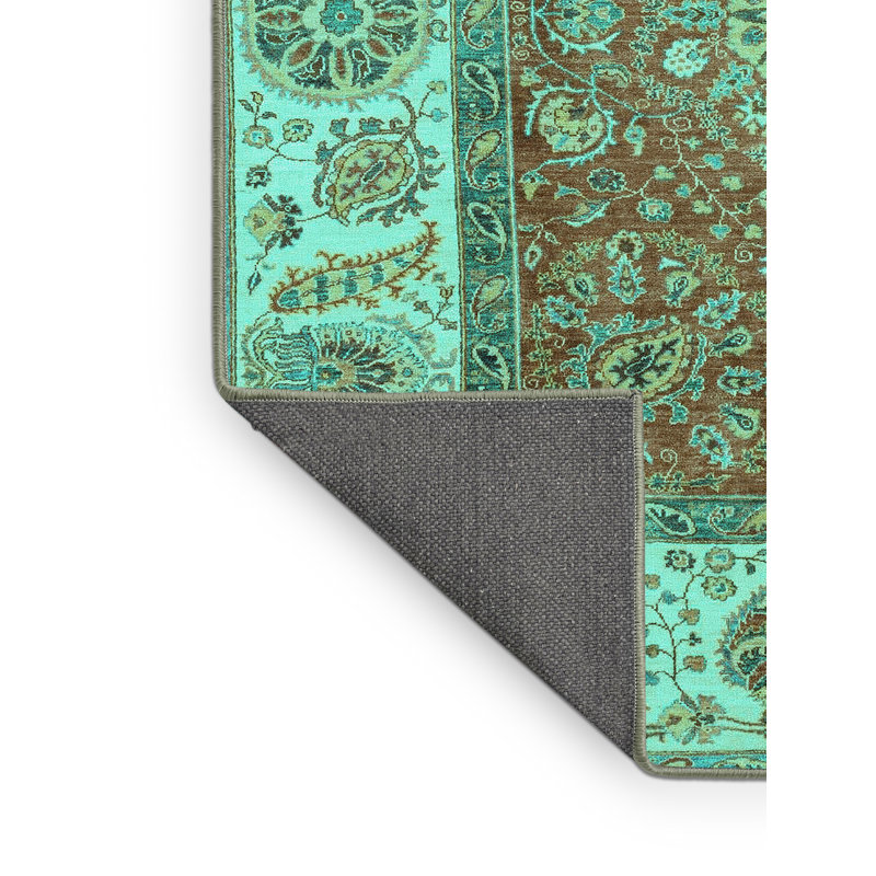 Tapis oriental bleu / vert / brun Ilah, Rectangle 2 pi x 3 pi