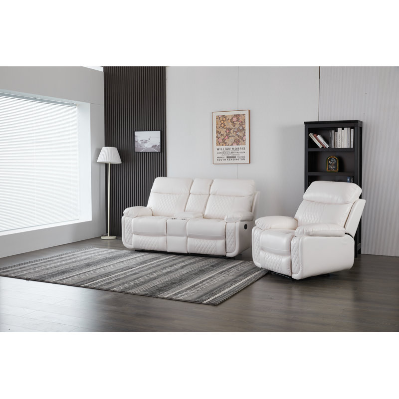 Ensemble de salon inclinable 2 pièces Billington, Blanc