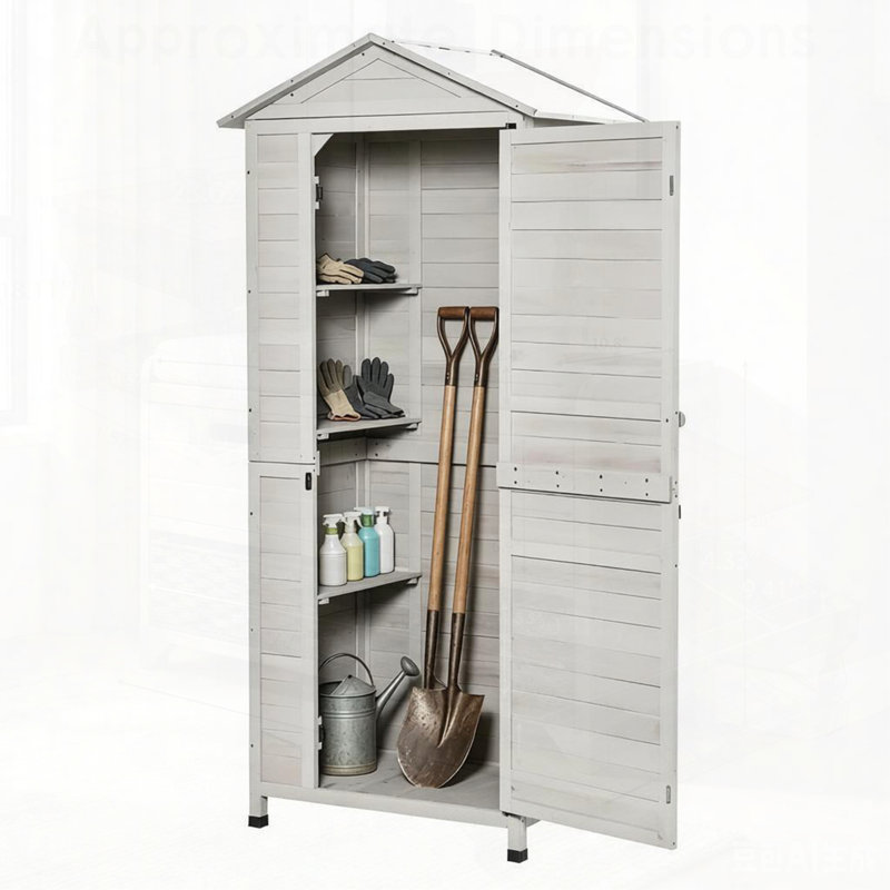 Remise de rangement extérieure durable avec toit en étain incliné pour les outils et l'équipement de jardin, résistante aux intempéries et spacieuse.
