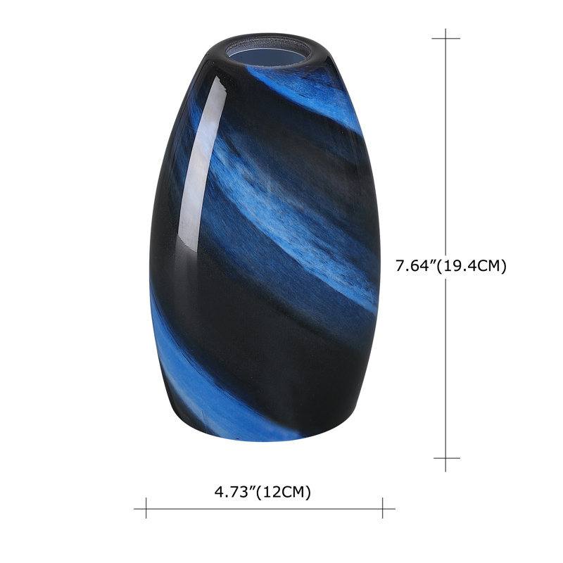 Abat-jour suspendu en verre 7,64 po, Bleu, noir
