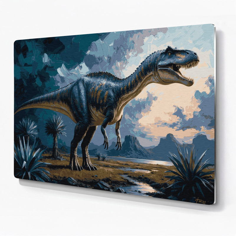 «Dinosaur Seismosaurus», art mural en métal gris, H 11 po x l 14 po