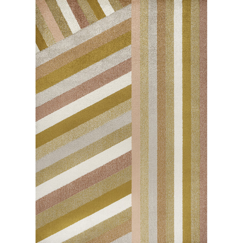 Tapis rouge / or / crème Hudsonsfield Rainbow Contemporary, Rectangle 2 pi 11 po x 4 pi 11 po