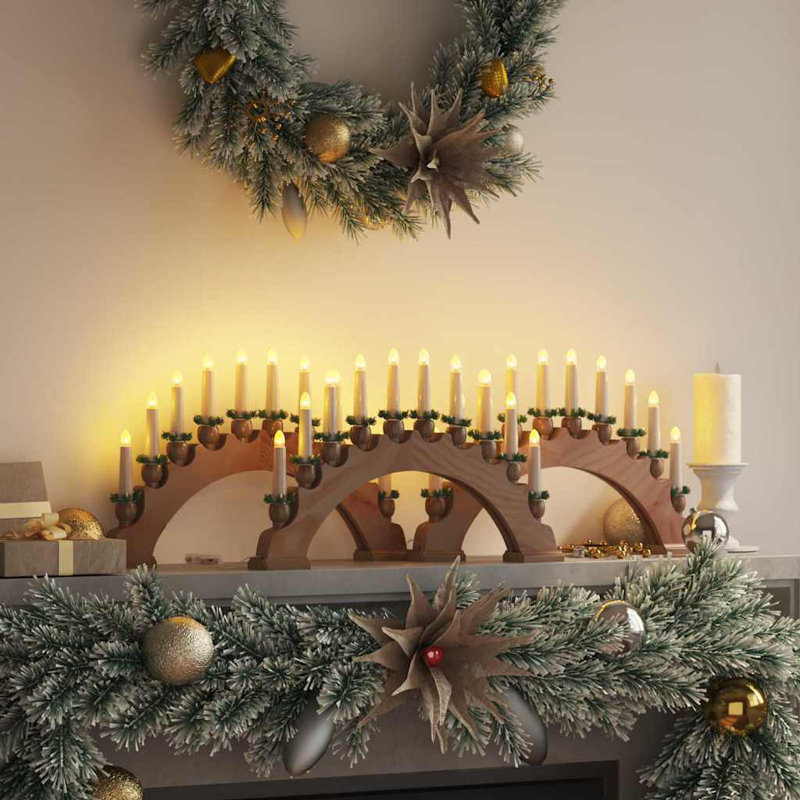 Christmas Candle Arch with 10 LED Candles, Brown