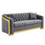 Salon 84 pouces, velours gris 3 places, canapé de luxe, 84 pouces 3 avec dossier et acier inoxydable doré-1562509609