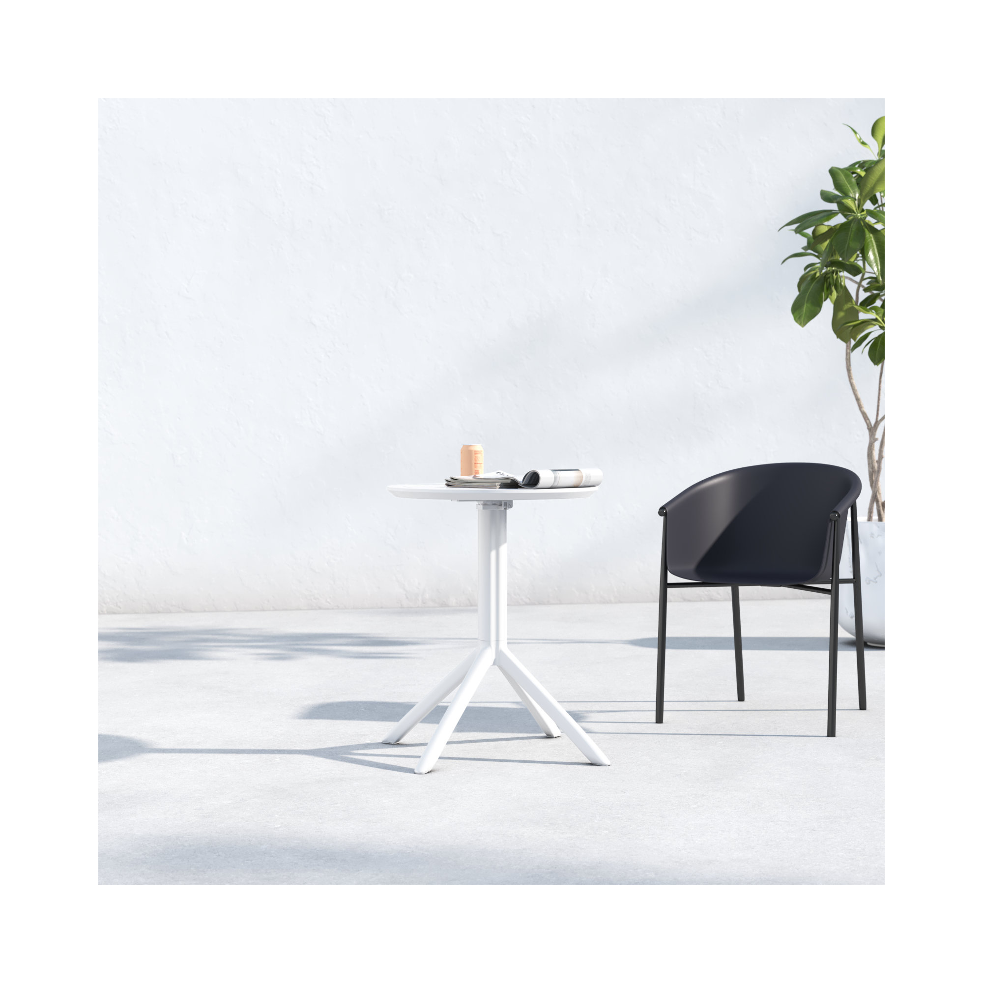 Plastic/Resin 2 - Person Round Table, 29.5" H x 23.6" W x 23.6" L, White