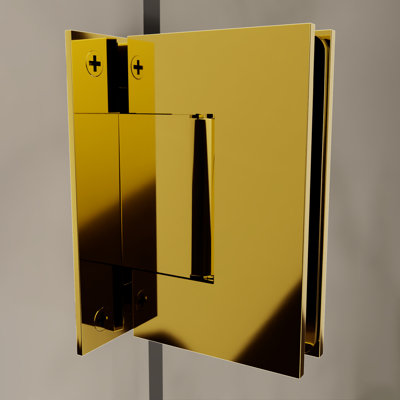 Brixwell V037BR Charnière de plaque arrière complète à fixation murale 4 po de hauteur pour verre trempé monolithe de 3/8 po à 1/2 po préréglé à 5 degrés sans finition laiton poli