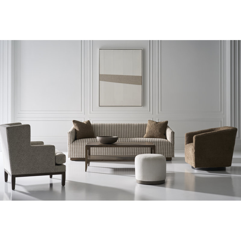 Corbin Round Ottoman, Tobacco, Linen (3152 72)