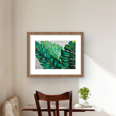 Three Big Exotic Plant Leaves | Framed Matted Print Decor