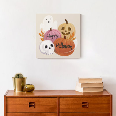 Happy Halloween Whispy Ghost On Canvas Print