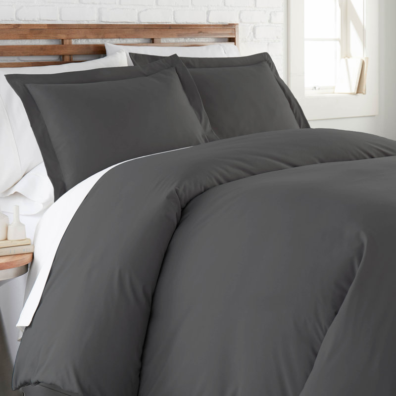 Housse de couette Southshore Basics de Southshore Fine Linens, couleur ardoise, en microfibre doublement brossée 90 g/m², fermeture éclair invisible et attaches aux coins, 2 taies d'oreiller King, King/California King