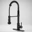 Matte Black Pull Down Kitchen Faucet with 4 Spraying Modes, Single Handle, Commercial Spring Design, 1 or 3 Hole Installation