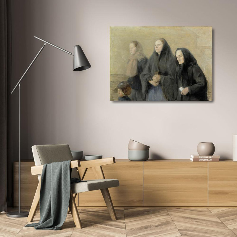 "Churchgoers" par Helene Schjerfbeck - Art mural sur toile tendue avec châssis, H 24 po x l 17 po