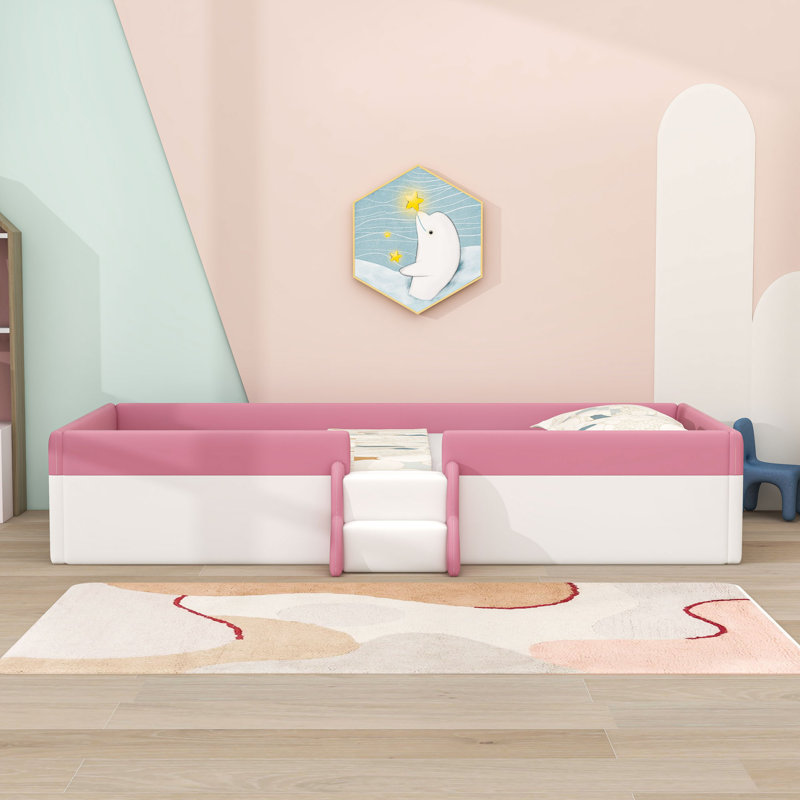 Wooden Upholstered Daybed with Stairs and Slats, Twin