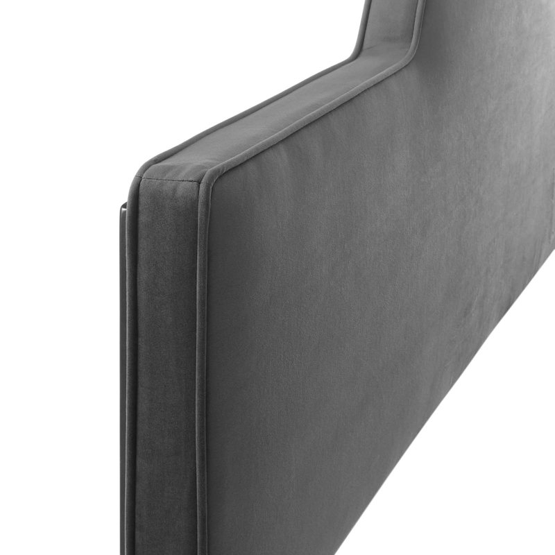 Tête de lit en velours Dawn Performance, Gris anthracite, Simple