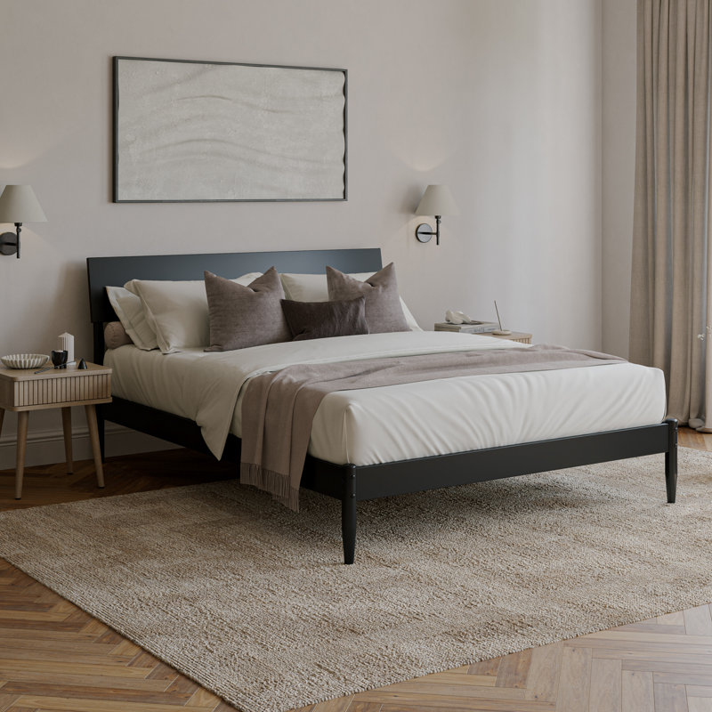 Bradford Platform Bed with Adjustable Headboard, Black, Queen