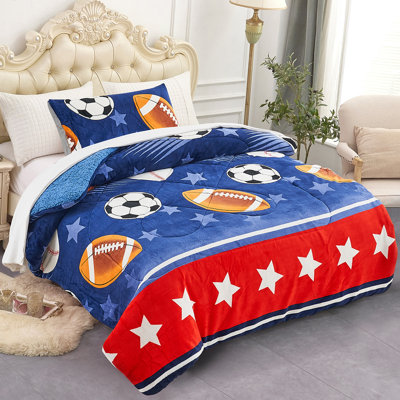 Kids Sherpa Fleece Blanket with Pillow Shams