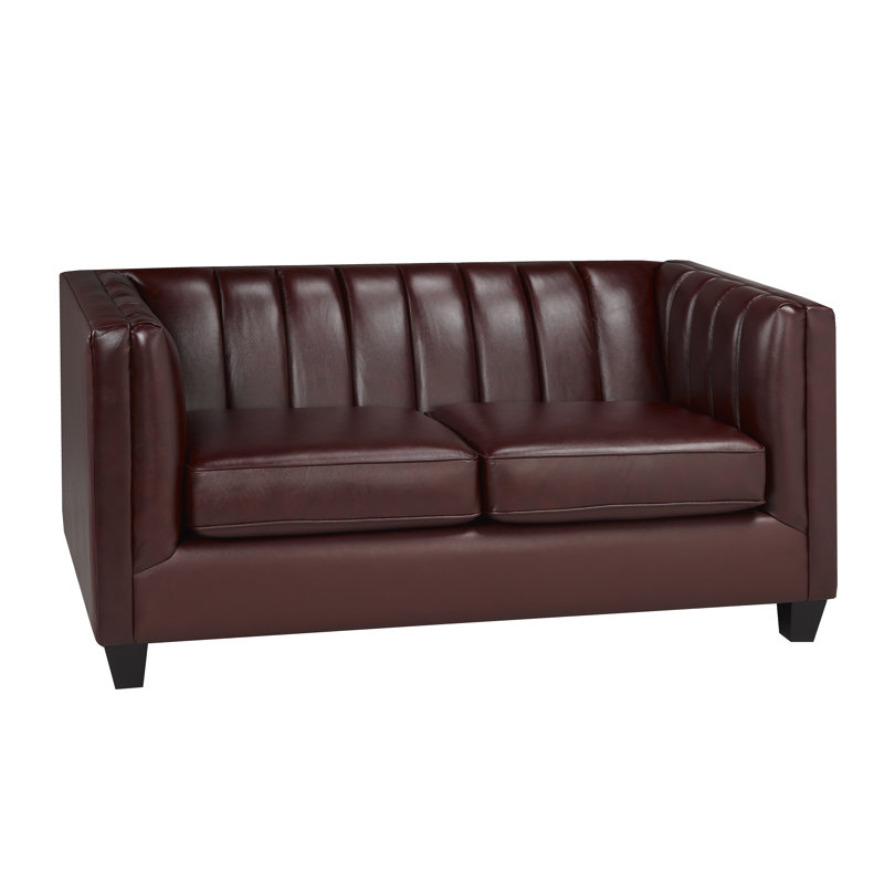 Causeuse Maldon, Cuir cerise assorti