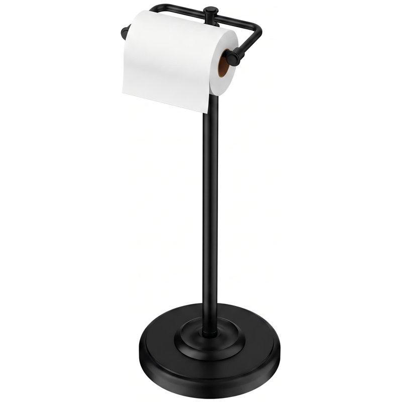 Porte-papier hygiénique sur pied, style vintage, en acier inoxydable 304, compatible avec les rouleaux standard et méga, (noir)