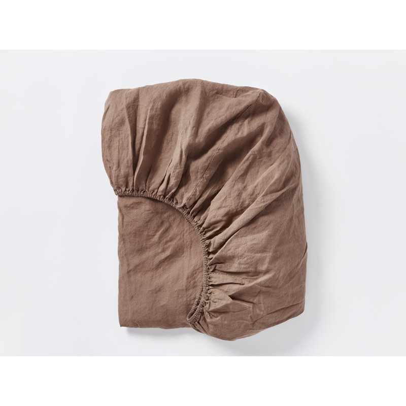 Organic Relaxed Linen Fitted Sheet, King Fitted Sheet, Slate Chambray