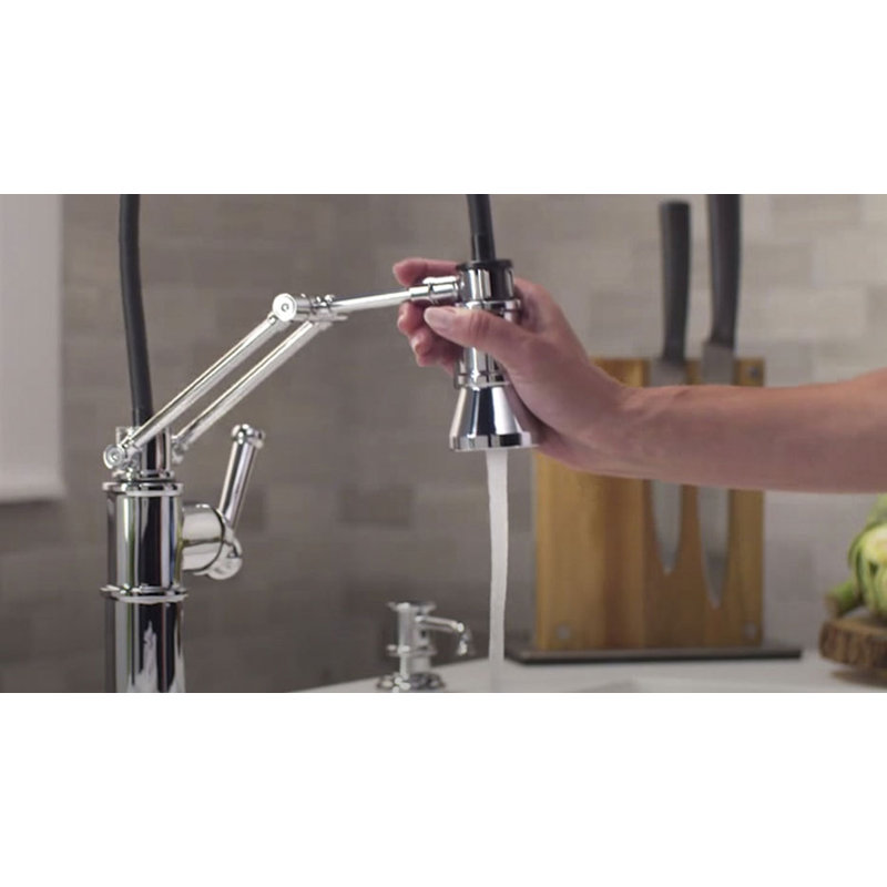 Artesso® Single Handle Articulating Kitchen Faucet, Chrome