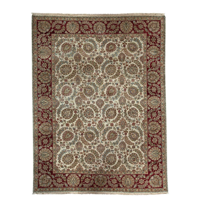 Tapis ivoire / rouge noué à la main de haute qualité Trinity
