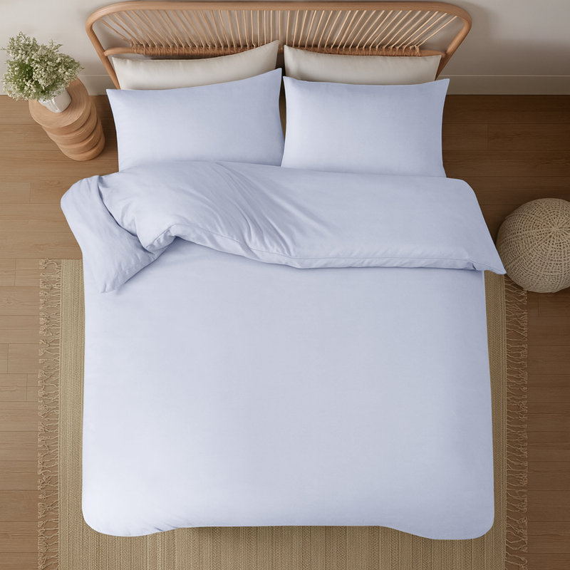 Aspire Homeware Hotel Quality 3 Piece Dyed Duvet Bedding Set with Pillowcases for Soft and Elegant Sleep, White