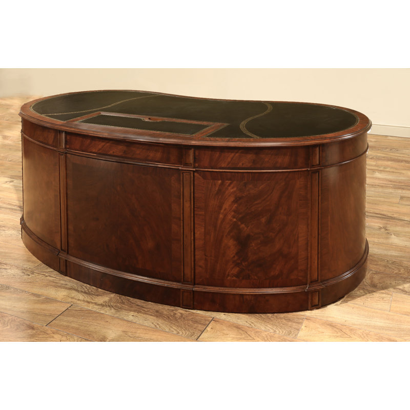 Walnut Kidney Shaped Desk With Leather Top