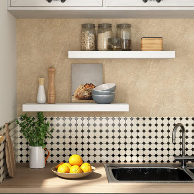 Tablettes flottantes, ensemble de 2 tablettes murales, tablette suspendue de 23,6 pouces avec supports invisibles, pour la décoration murale de salle de bain, chambre à coucher, toilette, cuisine, salon, bureau, blanc