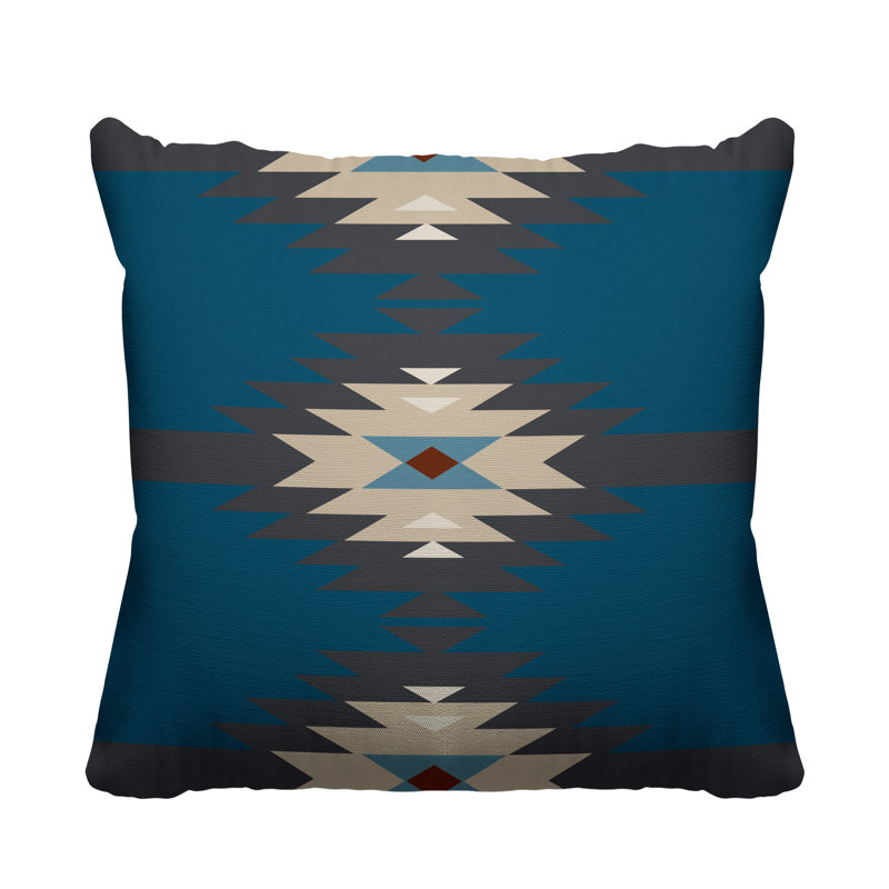 Coussin décoratif intérieur / extérieur Onida Southwestern, L 19 po x H 19 po, Turquoise