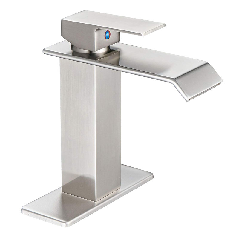 WIZ Waterfall Single Hole Single-Handle Bathroom Faucet, Brushed Nickel