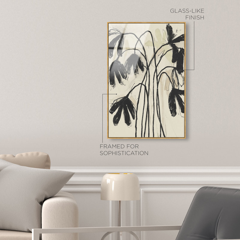 Tree Abstract Studio Acrylic Painting Print, 46"H x 31"W, Gold Floater Frame