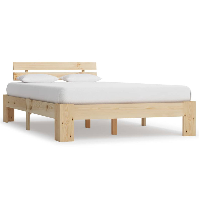 vidaXL Bed Frame Solid Pine Wood, Beige, 120 x 200 cm