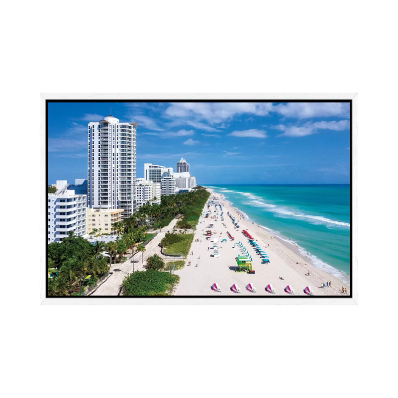 Above All, Miami Beach Florida by Susanne Kremer - Print on Canvas, 66.04cm H x 101.6cm W x 3.81cm D, White Floater Framed