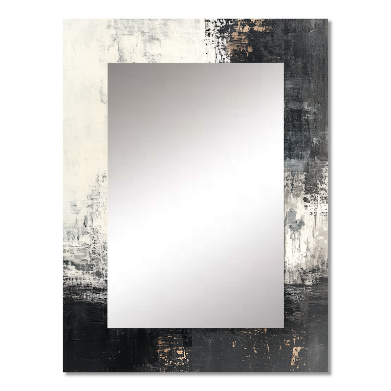Black And White Boho Pottery - Boho Pottery Mirror, Traditional Decorative Wall Mirror, Printed Metal Art, 32" x 24"