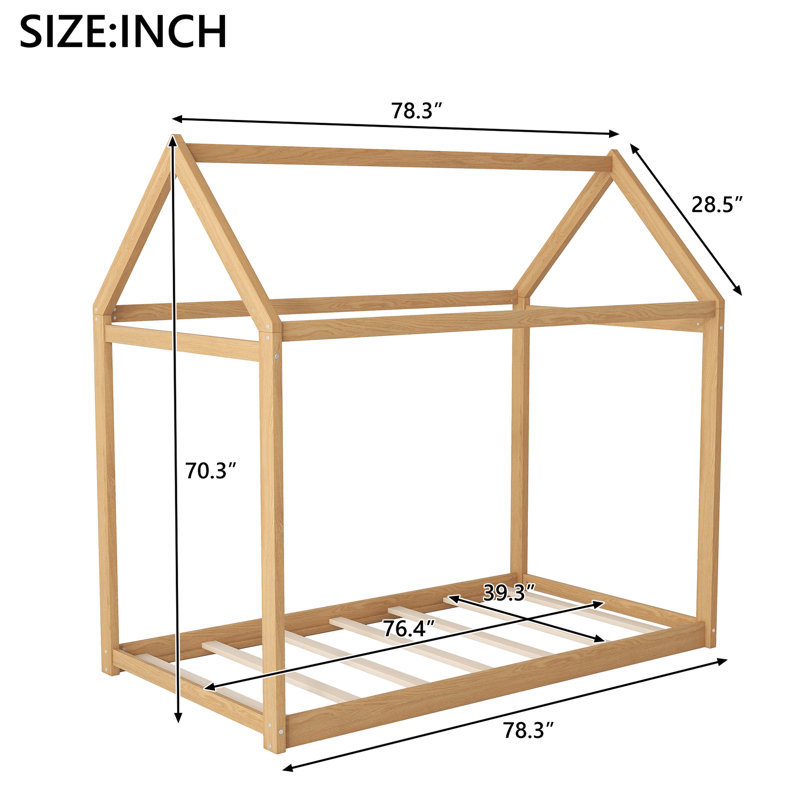 Lit simple pour maison simple - Solution de couchage pratique en bois en forme de maison polyvalente et attrayante