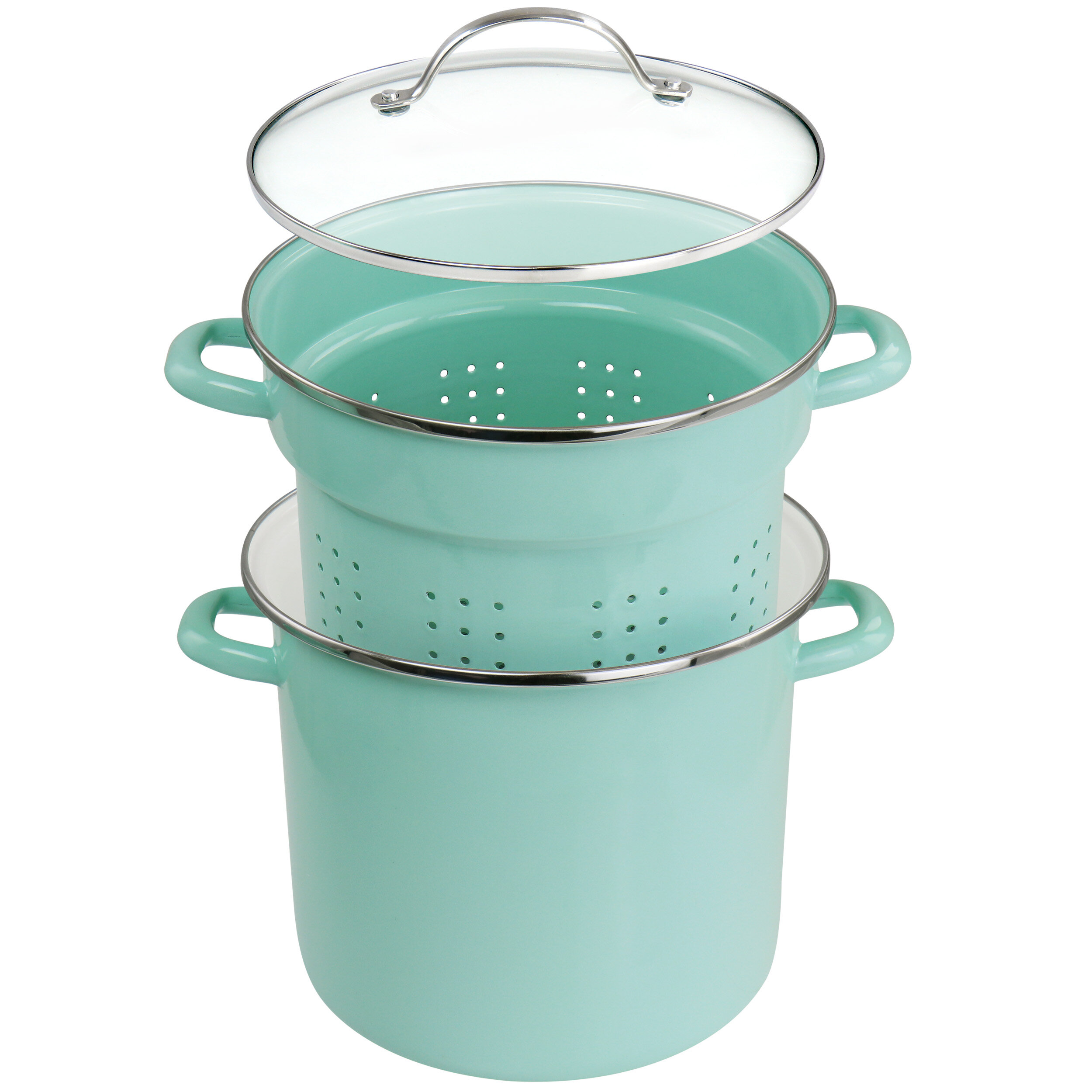 Martha Stewart 16 Quart Turquoise Steel Steamer Pot