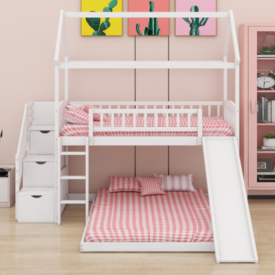 Lit superposé avec glissade pour enfants House