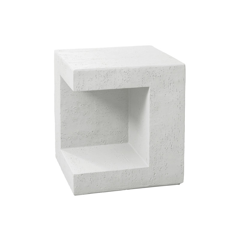 Table d'appoint, h 25 po, intérieur ou extérieur, table d'appoint, table de chevet, bout, carré, chambre à coucher, salon, blanc, contemporain, moderne