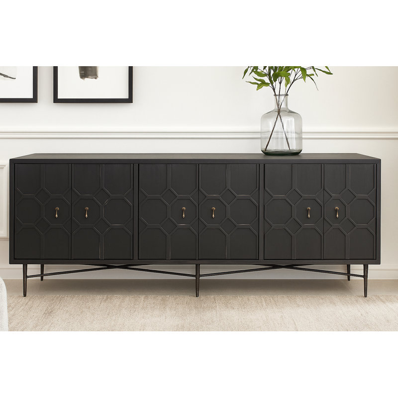 Calis 91'' Solid Wood Sideboard, Black