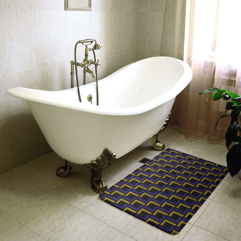 Tapis pour salle de bain Baltimore, l 21 po x L 34 po, Noir / mauve / or métallique