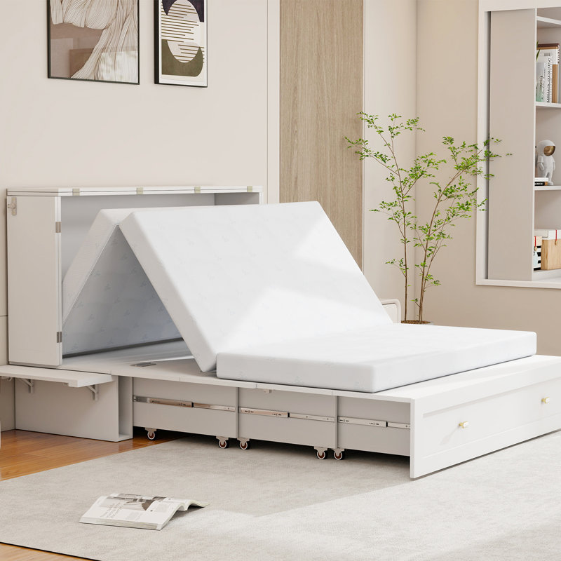 Grand lit escamotable avec matelas de 4 po
