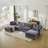 Oversized Down-Filled Modular Sofa With Ottomans-427721364-418034110