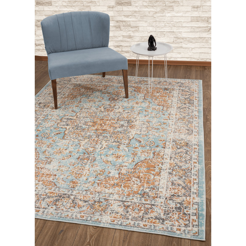 Tapis oriental bleu/Ivoire Adagio, Rectangle 8 pi x 10 pi