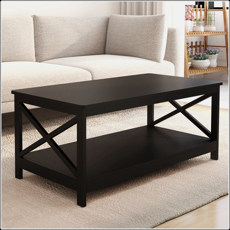 Table basse et de bout en X robuste avec surface protégée contre les rayons UV, conception écologique et résistante aux égratignures
